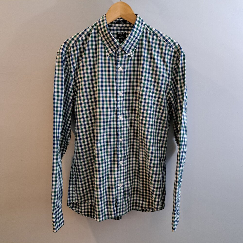 J. Crew Men's L Slim Untucked Flex Washed Long Sleeve Plaid Shirt Style #BE209 - Picture 2 of 13